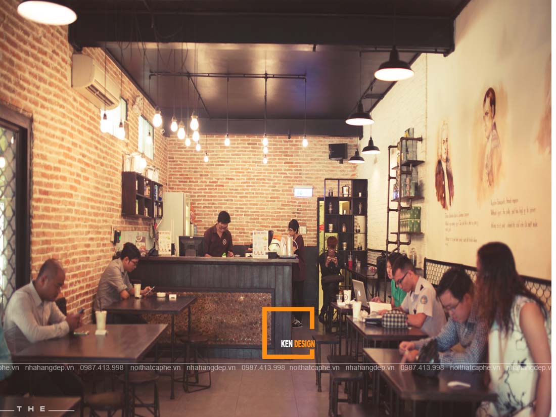 thiết kế quán cafe phong cách rustic 